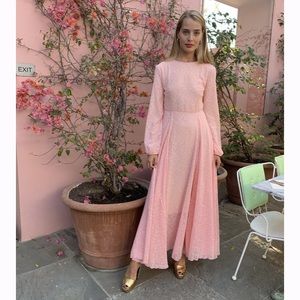 Beautiful Pink Maxi Gown Dress With Long Sleeves